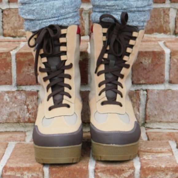 Pazzle Commander Platform Chunky Block Heel Combat Boots for Women (Natural) - Picture 3 of 4